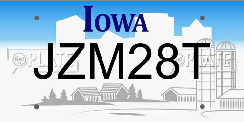 JZM28T Iowa License Plate