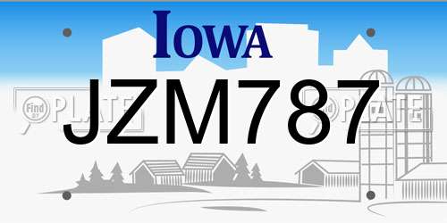 JZM787 Iowa License Plate