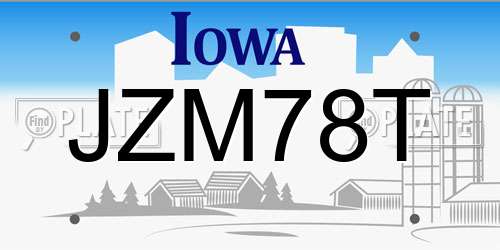 JZM78T Iowa License Plate