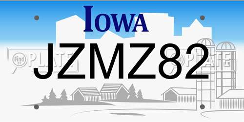 JZMZ82 Iowa License Plate