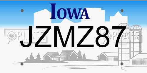 JZMZ87 Iowa License Plate
