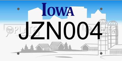 JZN004 Iowa License Plate