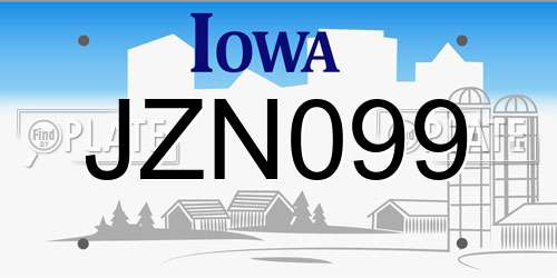 JZN099 Iowa License Plate