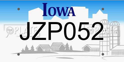 JZP052 Iowa License Plate