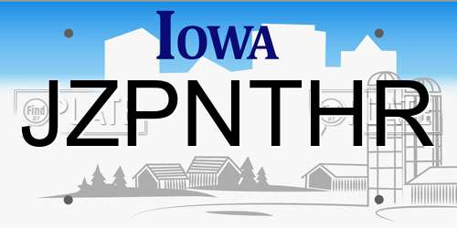 JZPNTHR Iowa License Plate