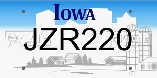 JZR220 Iowa License Plate