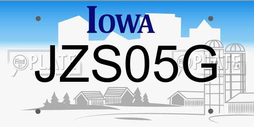 JZS05G Iowa License Plate