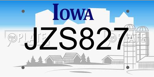 JZS827 Iowa License Plate