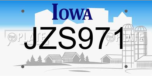 JZS971 Iowa License Plate
