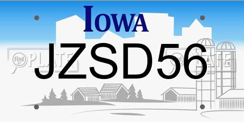 JZSD56 Iowa License Plate