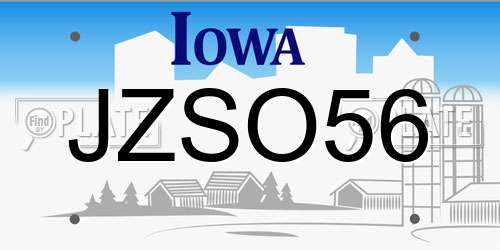 JZSO56 Iowa License Plate