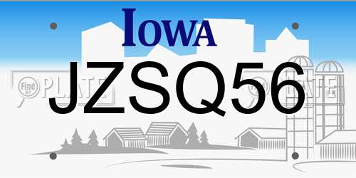 JZSQ56 Iowa License Plate