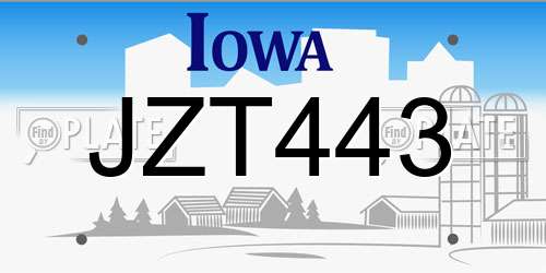 JZT443 Iowa License Plate