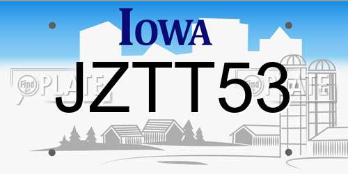 JZTT53 Iowa License Plate