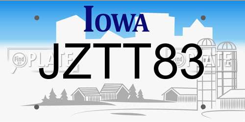 JZTT83 Iowa License Plate