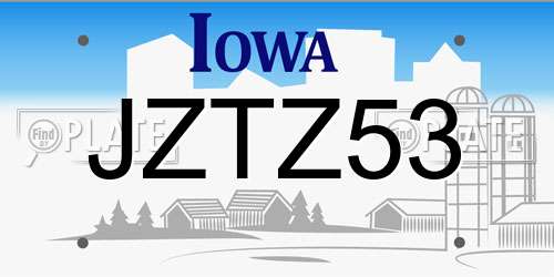 JZTZ53 Iowa License Plate