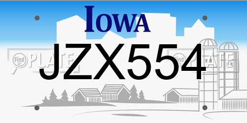 JZX554 Iowa License Plate
