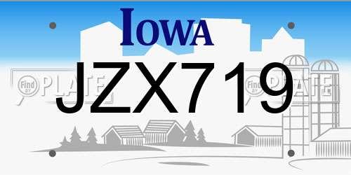 JZX719 Iowa License Plate