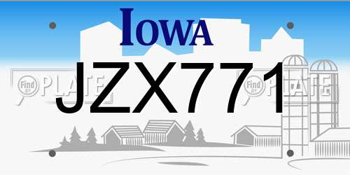 JZX771 Iowa License Plate