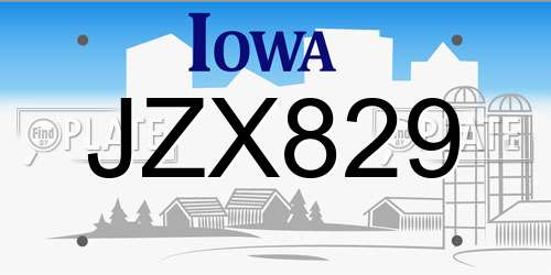 JZX829 Iowa License Plate
