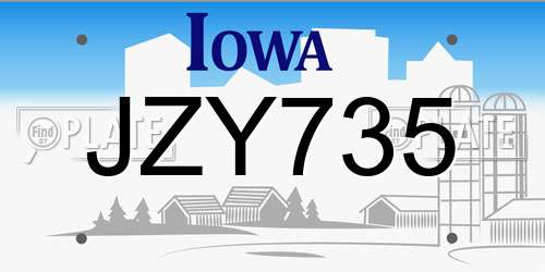 JZY735 Iowa License Plate