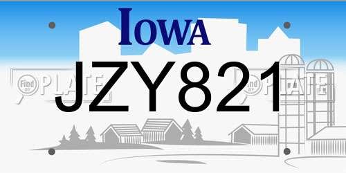 JZY821 Iowa License Plate