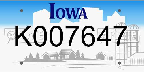 K007647 Iowa License Plate