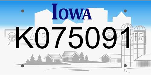 K075091 Iowa License Plate