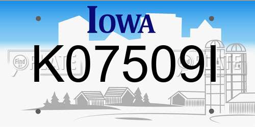 K07509I Iowa License Plate