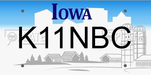 K11NBC Iowa License Plate