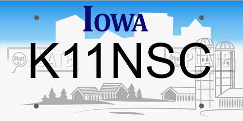 K11NSC Iowa License Plate