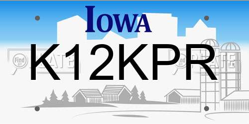 K12KPR Iowa License Plate