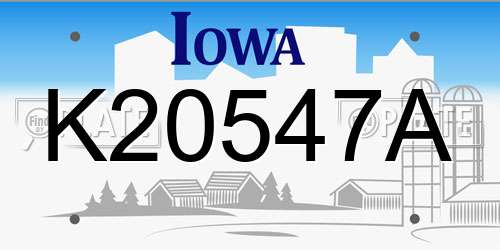 K20547A Iowa License Plate