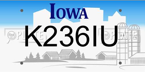 K236IU Iowa License Plate