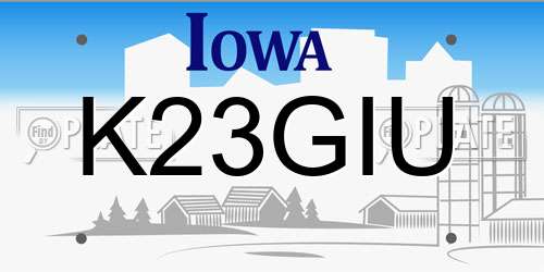 K23GIU Iowa License Plate
