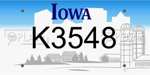 K3548 Iowa License Plate