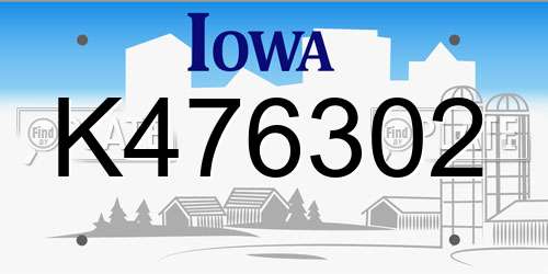 K476302 Iowa License Plate
