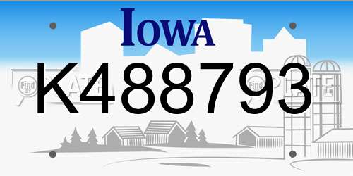 K488793 Iowa License Plate