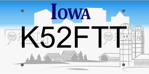 K52FTT Iowa License Plate