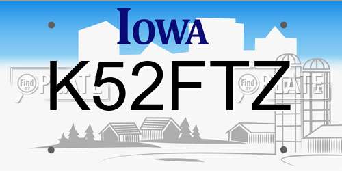 K52FTZ Iowa License Plate