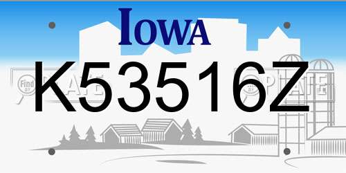 K53516Z Iowa License Plate