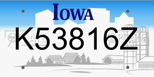 K53816Z Iowa License Plate