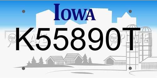 K55890T Iowa License Plate