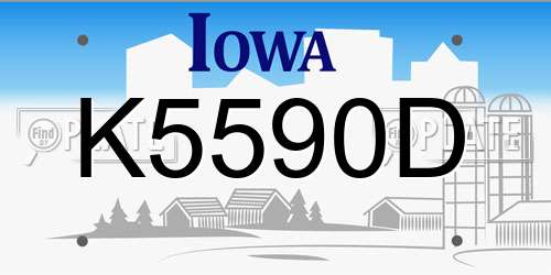 K5590D Iowa License Plate