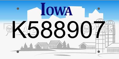 K588907 Iowa License Plate