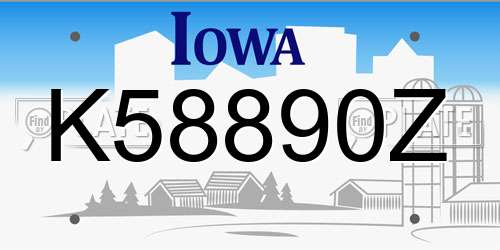 K58890Z Iowa License Plate