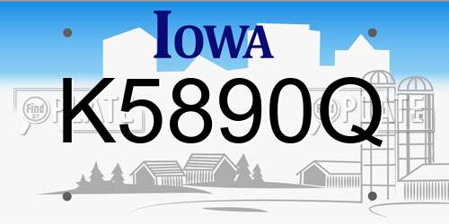 K5890Q Iowa License Plate
