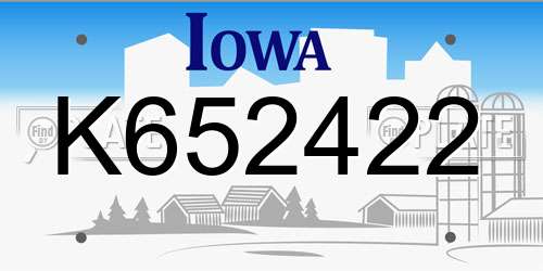 K652422 Iowa License Plate