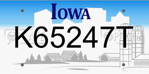 K65247T Iowa License Plate