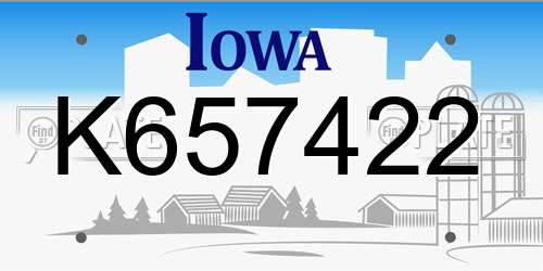 K657422 Iowa License Plate